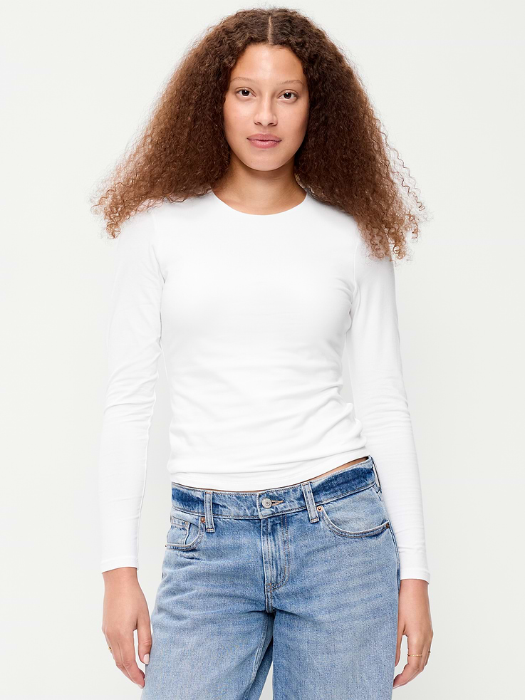 Image number 1 showing, Hug Double-Layer Crew-Neck Long-Sleeve Top