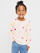 Image number 1 showing, Printed Fitted Long-Sleeve Ribbed T-Shirt for Toddler Girls