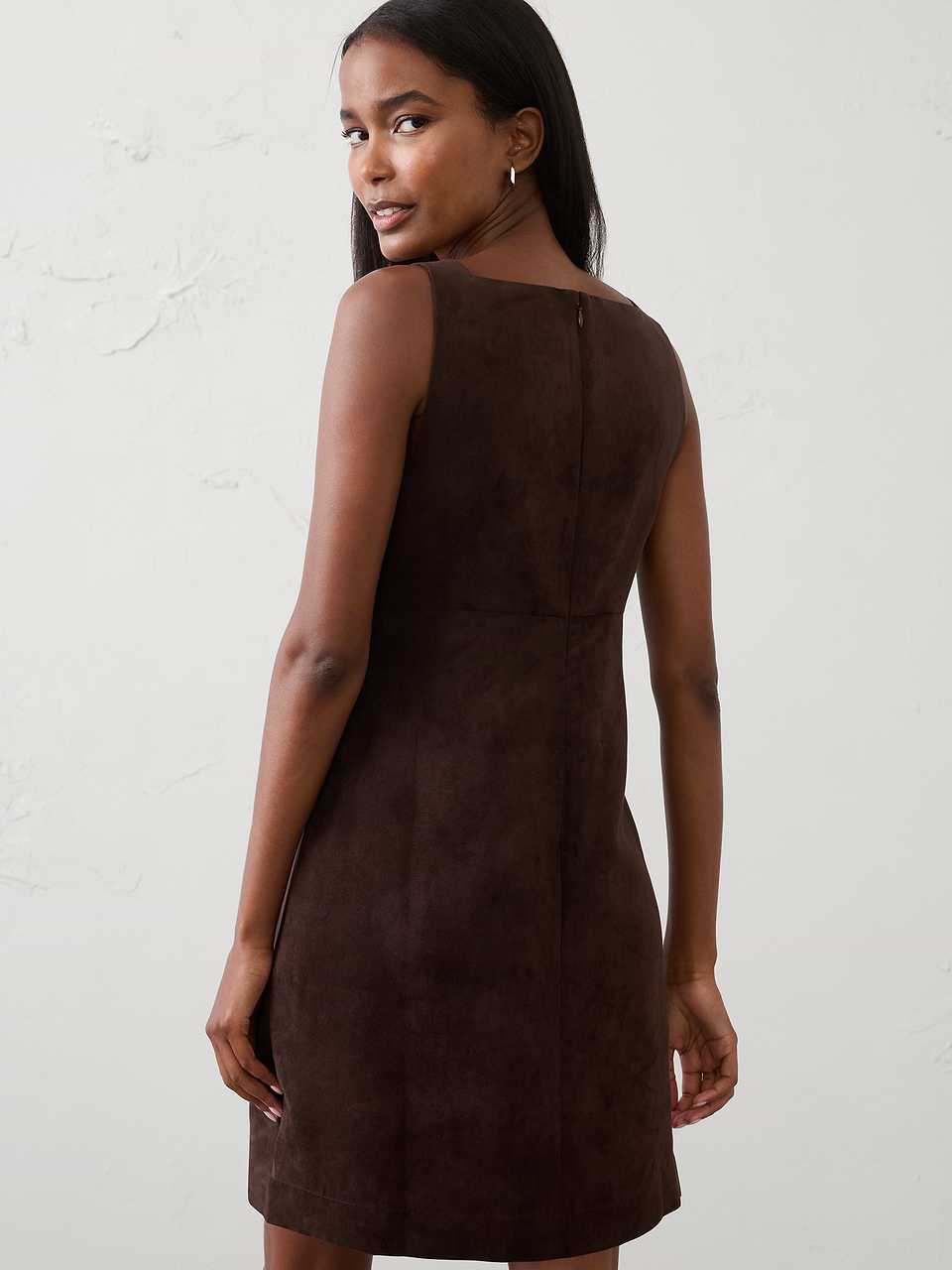 vegan suede knee length dress Empire-Waist Mini open back dresses