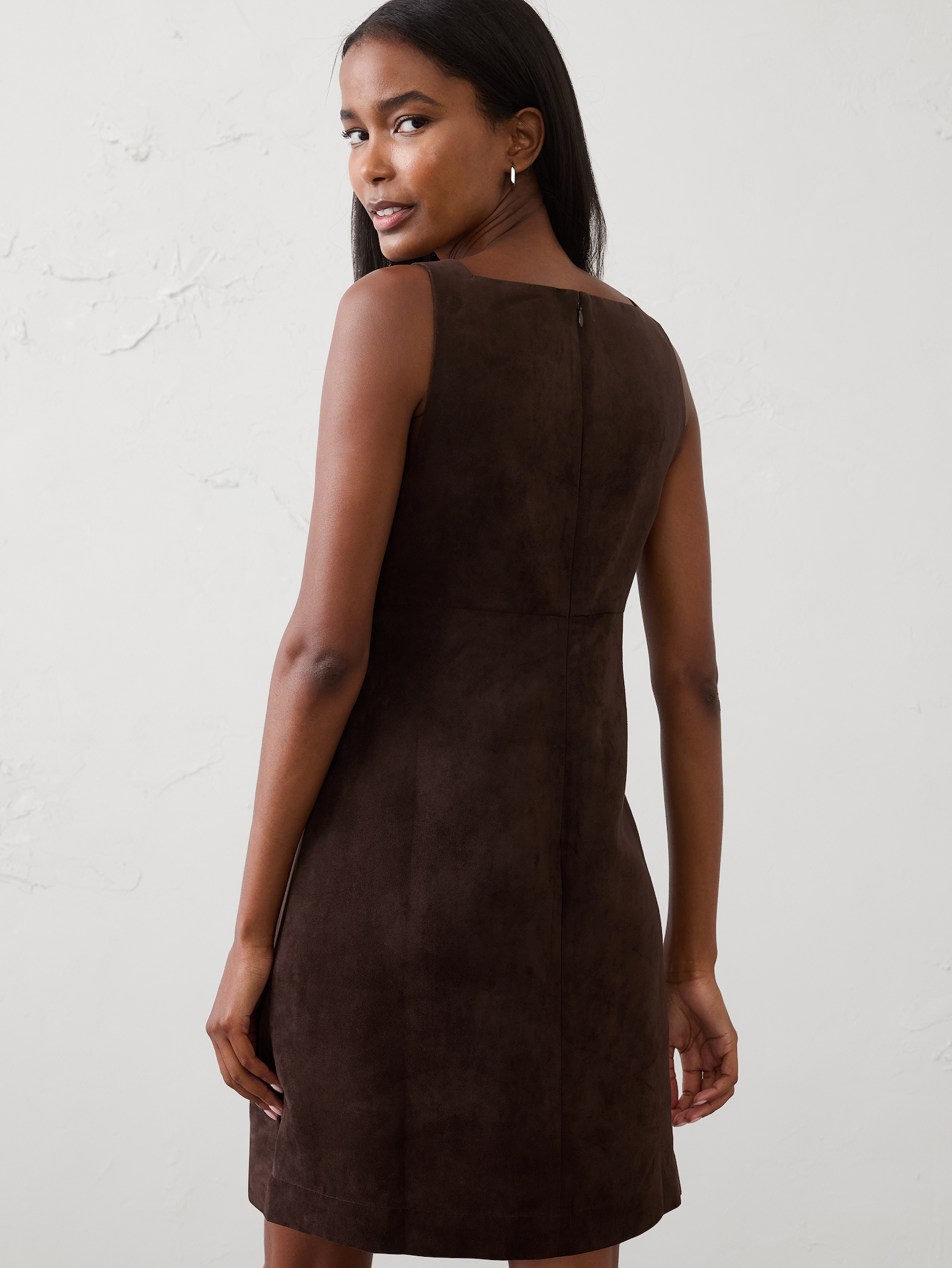 Image number 2 showing, Vegan Suede Empire-Waist Mini Dress