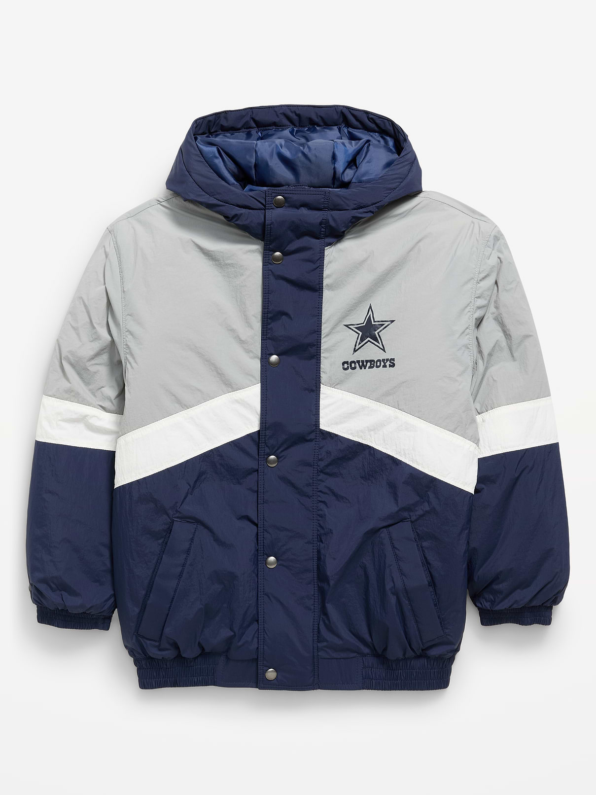 Image number 2 showing, Dallas Cowboys Oversized Crinkled Hooded Jacket for Boys