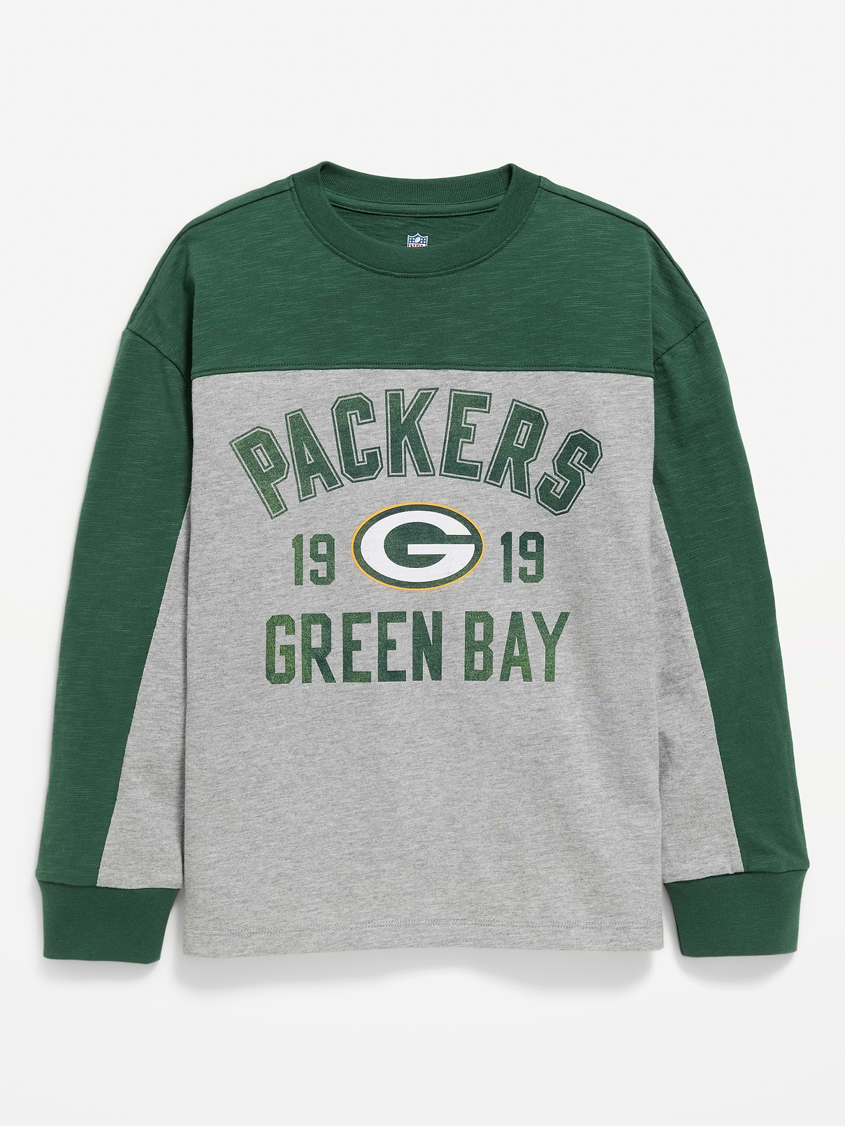 Image number 2 showing, Green Bay Packers Long-Sleeve Oversized Graphic Football T-Shirt for Boys