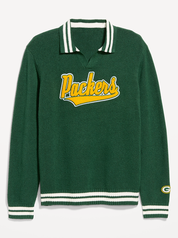 Image 4 of 6, Green Bay Packers Collared Sweater for Men