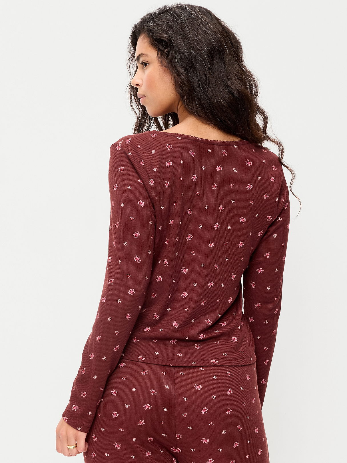 Waffle-Textured Long-Sleeve Pajama Top | Old Navy