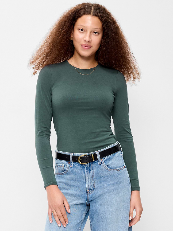 Image number 1 showing, Hug Double-Layer Crew-Neck Long-Sleeve Top