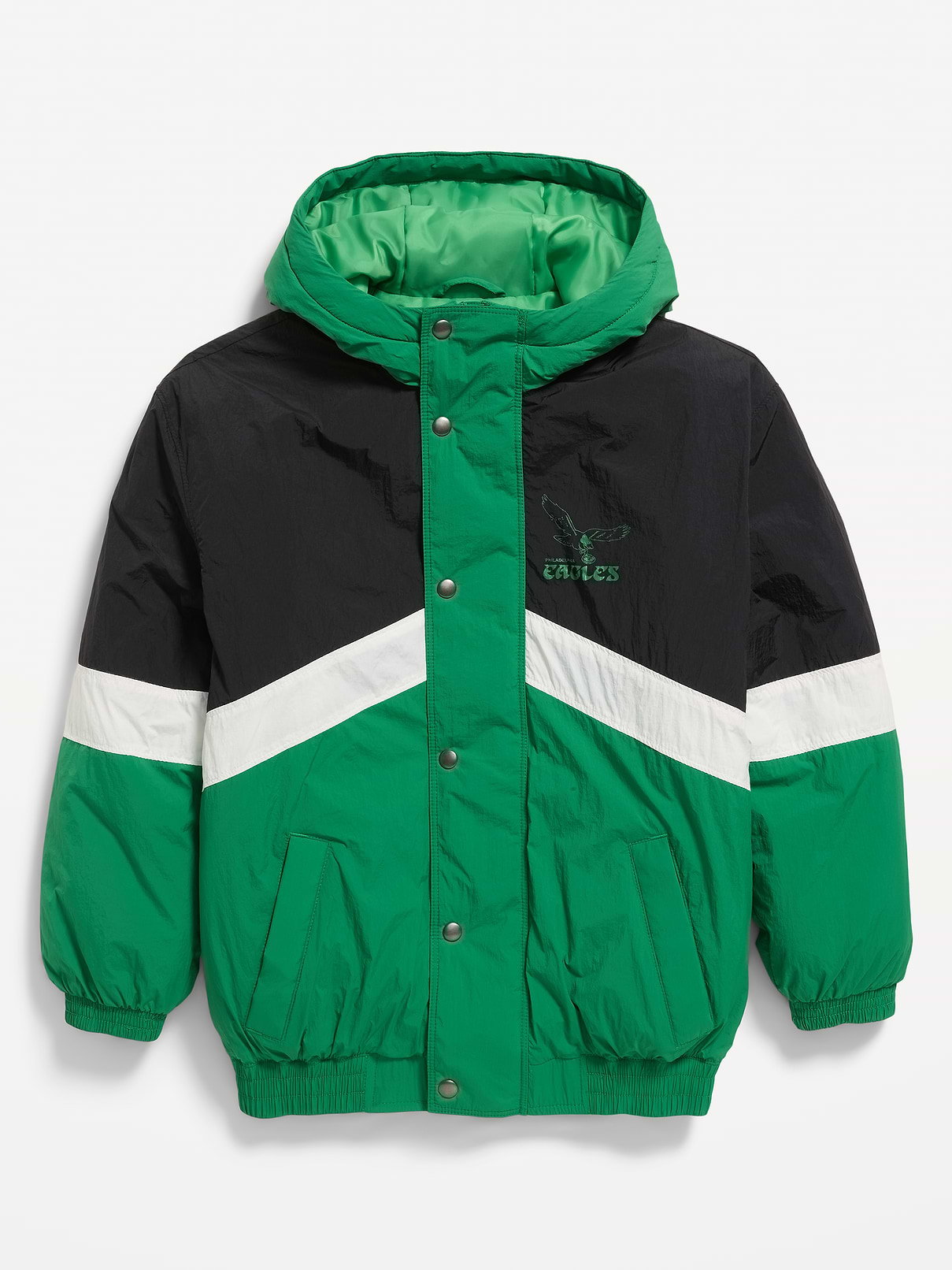 Image number 2 showing, Philadelphia Eagles Oversized Crinkled Hooded Jacket for Boys