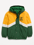 Image number 2 showing, Green Bay Packers Oversized Crinkled Hooded Jacket for Boys