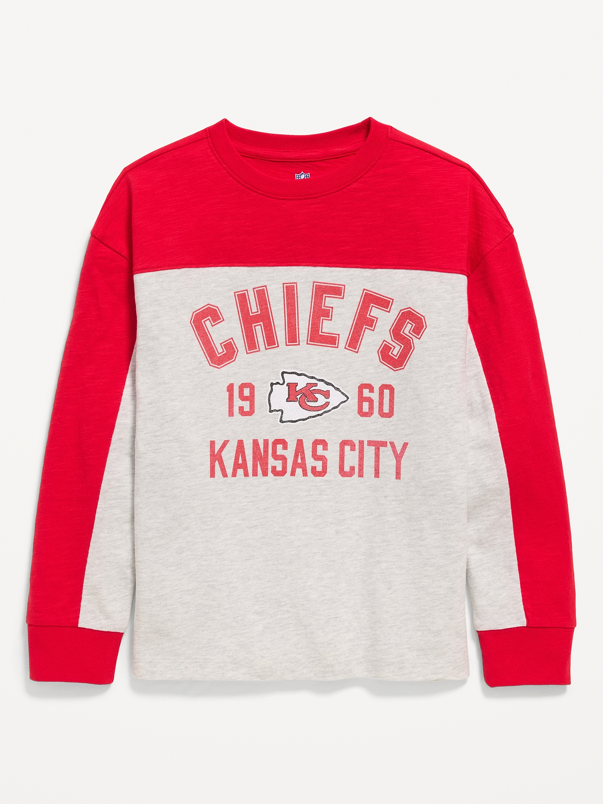 Kansas City Chiefs Long-Sleeve Oversized Graphic Football T-Shirt