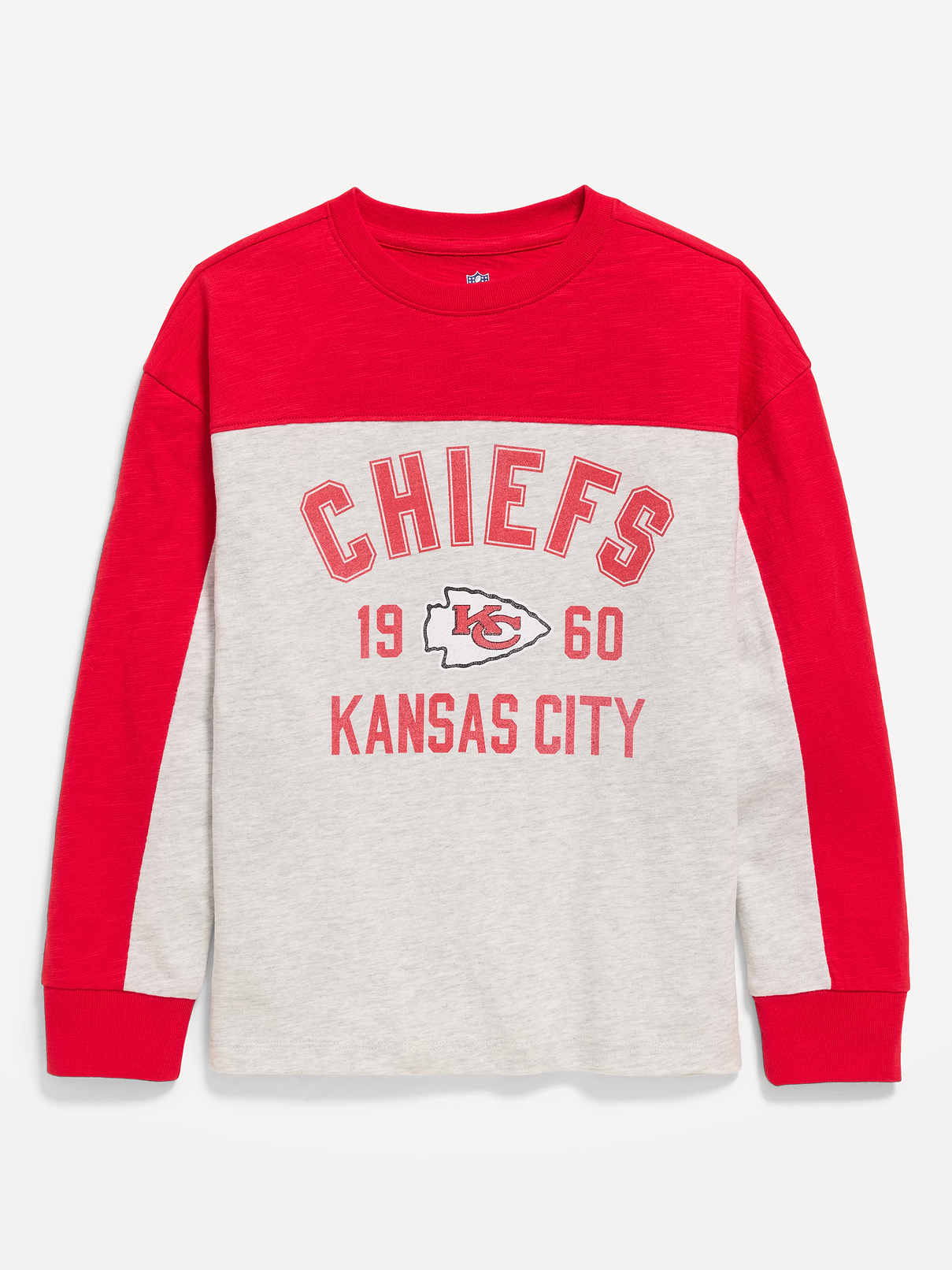 Image number 2 showing, Kansas City Chiefs Long-Sleeve Oversized Graphic Football T-Shirt for Boys