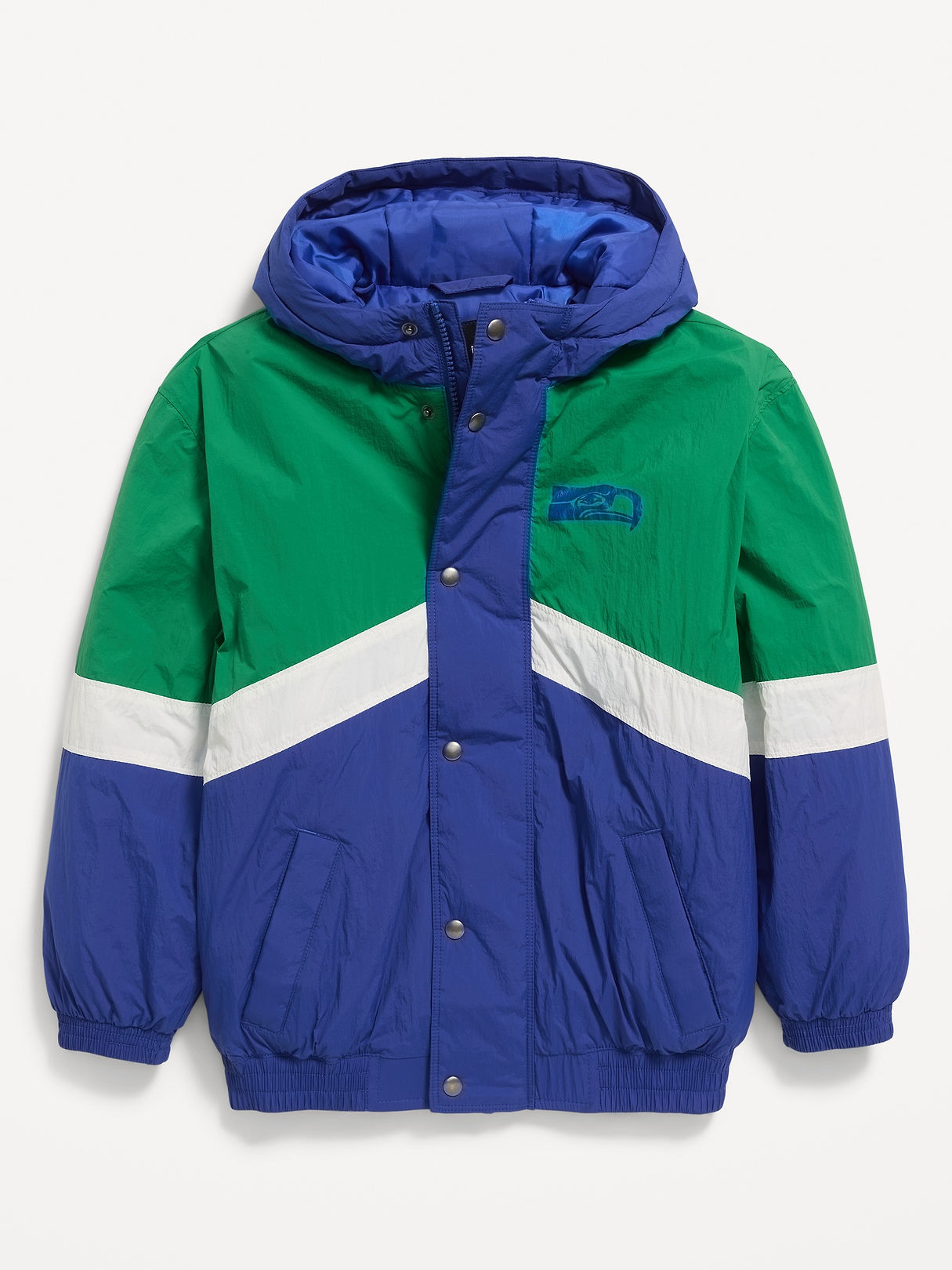 Seattle Seahawks Oversized Crinkled Hooded Jacket for Boys | Old Navy