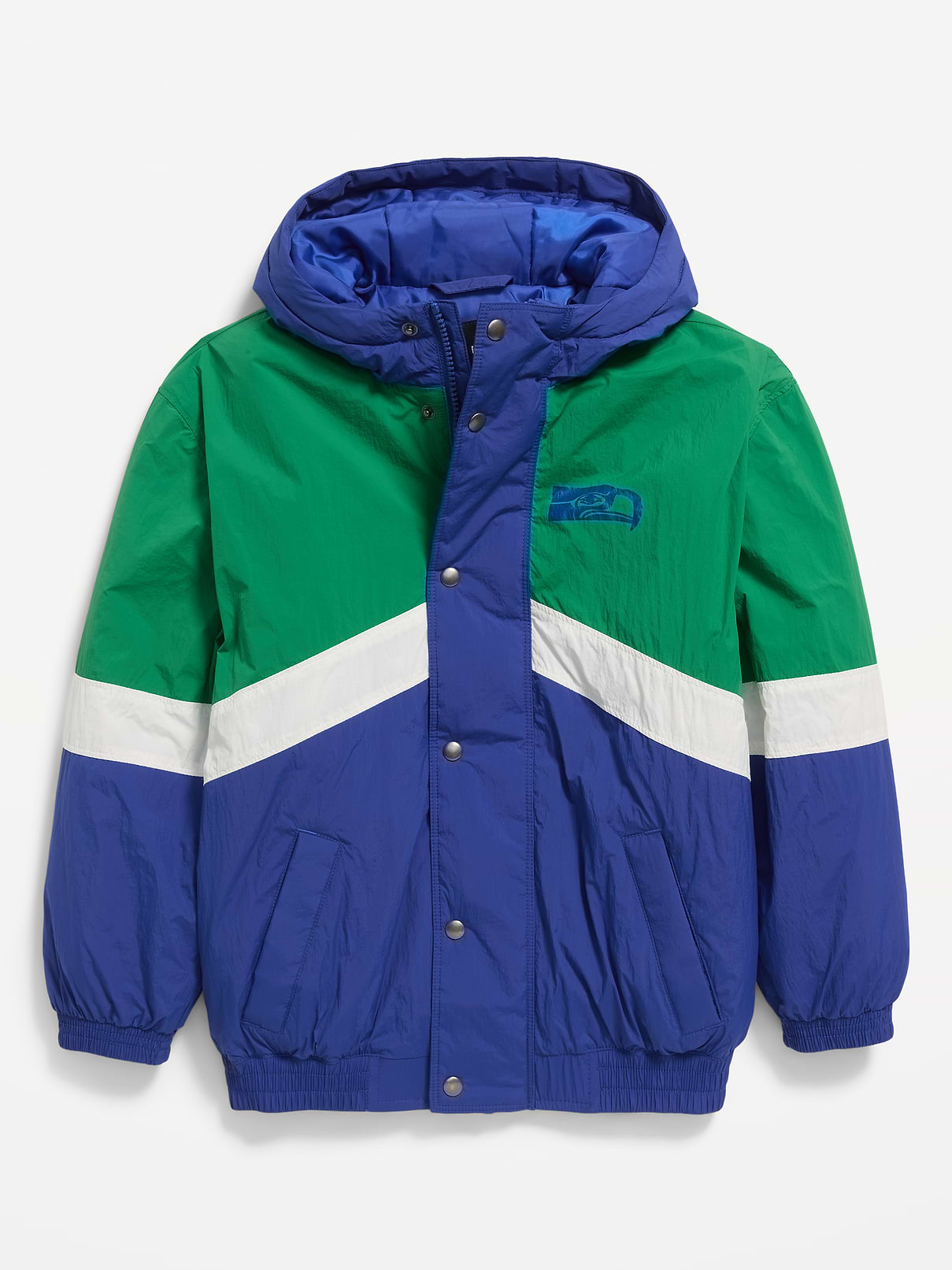 Image number 2 showing, Seattle Seahawks Oversized Crinkled Hooded Jacket for Boys