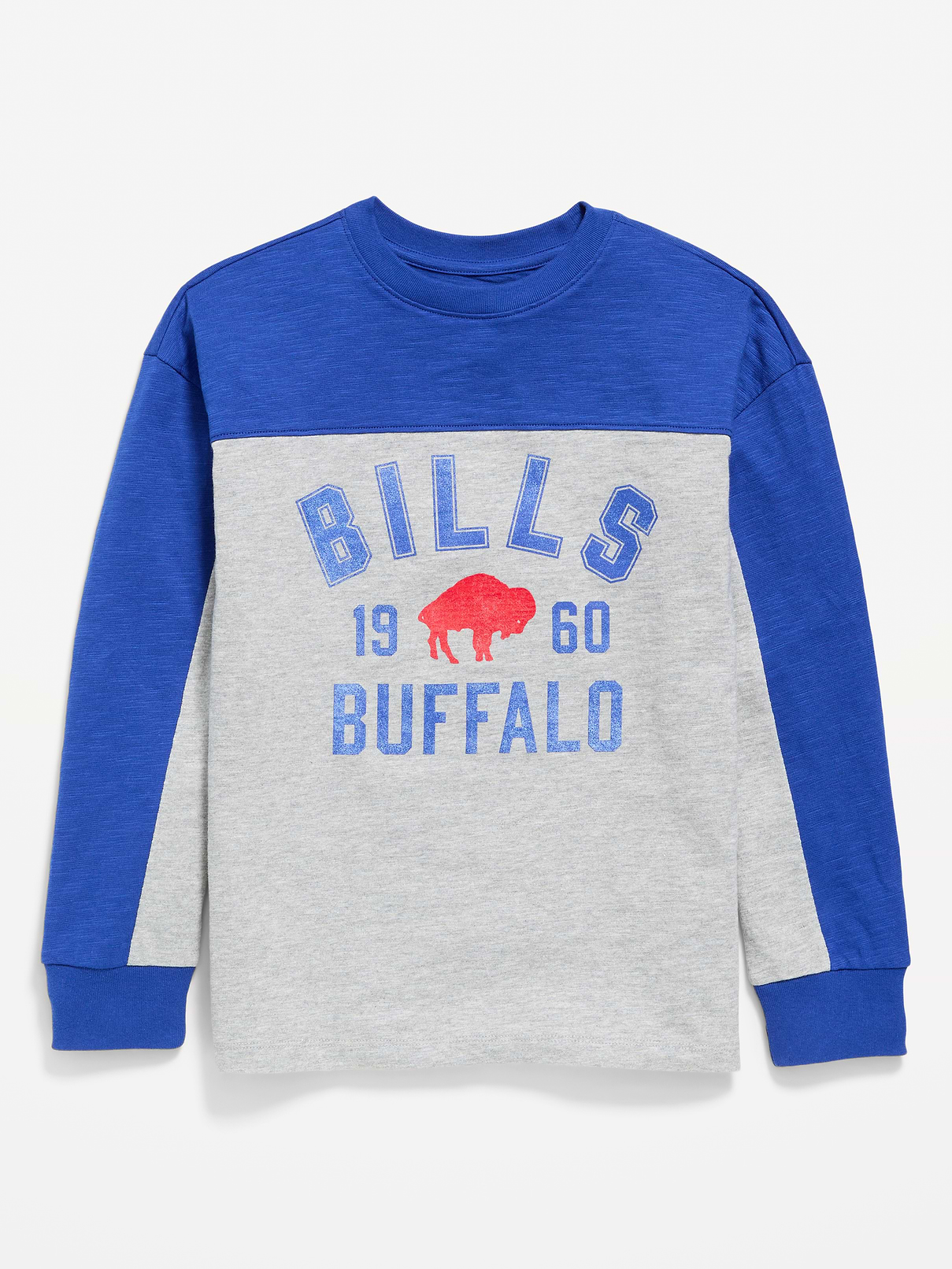 Image number 2 showing, Buffalo Bills Long-Sleeve Oversized Graphic Football T-Shirt for Boys