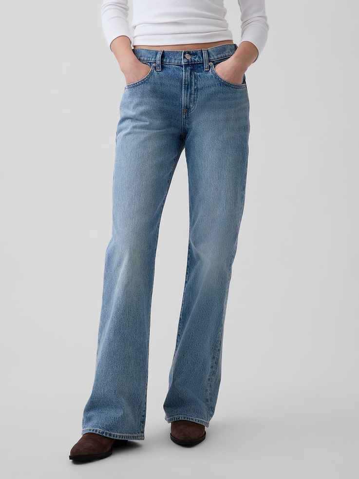 Image number 2 showing, Mid Rise Relaxed Flare Jeans