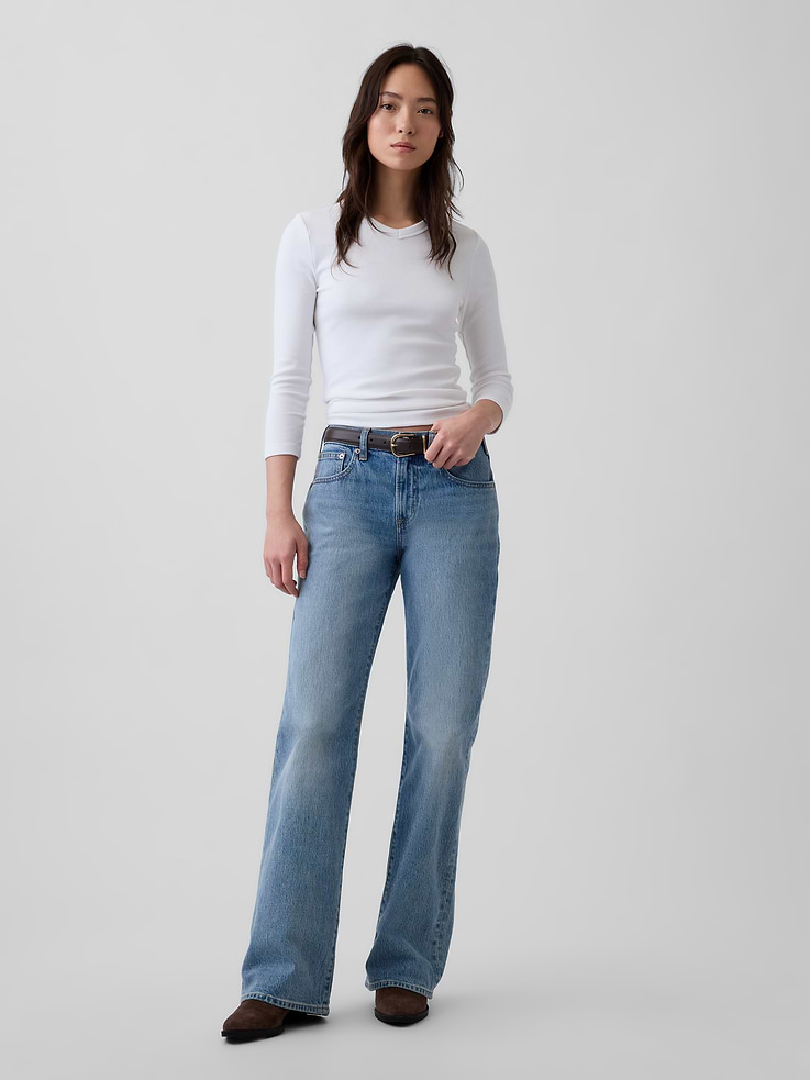 Image number 1 showing, Mid Rise Relaxed Flare Jeans