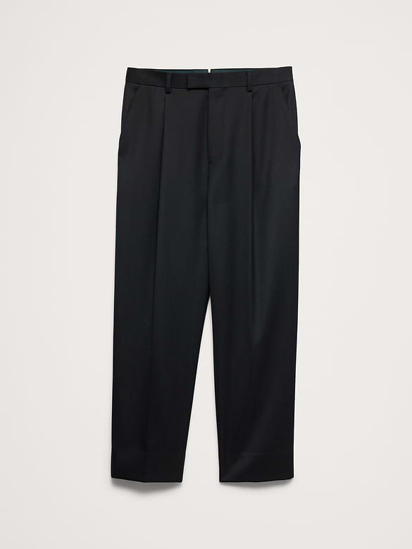 Loose Pleated Twill Suit Pant