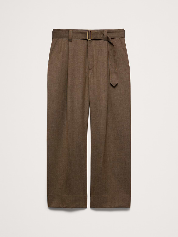 Loose Belted Twill Dress Pant
