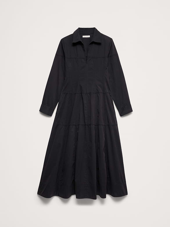 Robe-chemisier à panneaux en sergé de coton
