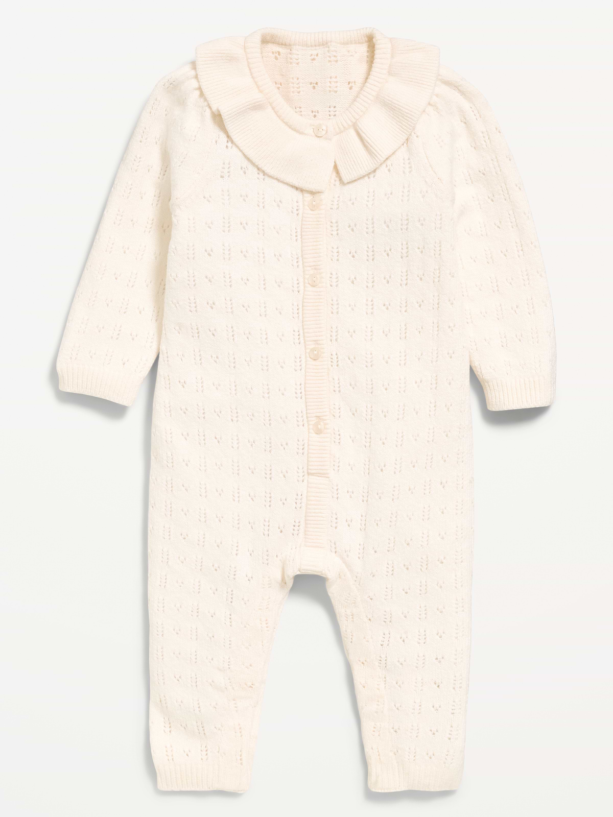 Pointelle-Knit Button-Front One-Piece for Baby