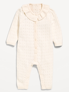 Image 1 of 3, crew neck, ruffled trim at neckline, long sleeves, hidden snaps along inseam, Product #1182643