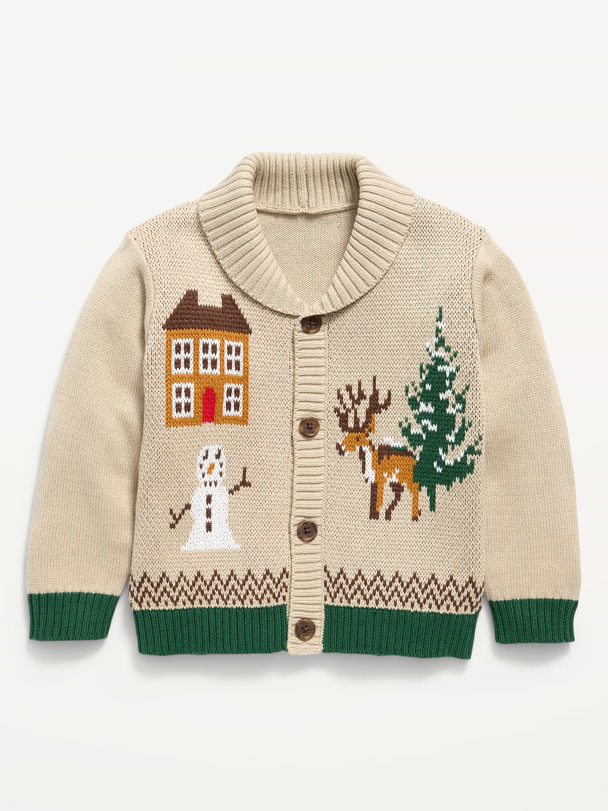 Image 2 of 3, Oversized Shawl-Collar Cardigan Sweater for Toddler Boys