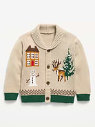 Image 2 of 3, Oversized Shawl-Collar Cardigan Sweater for Toddler Boys