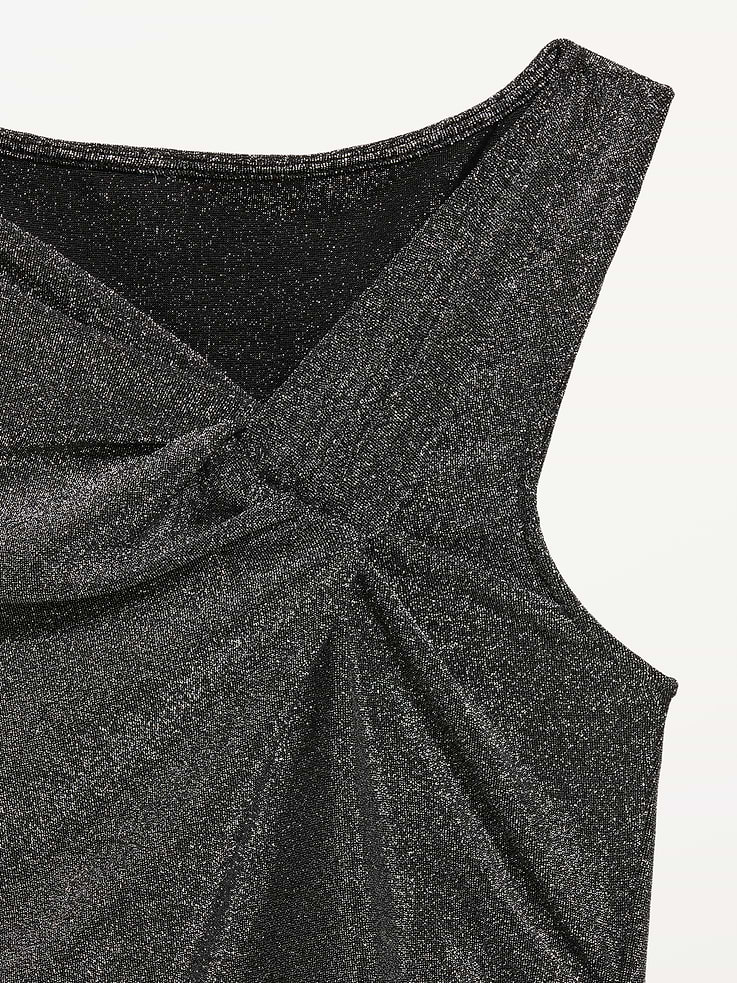Image 4 of 5, Sleeveless Shimmer Twist-Front Top