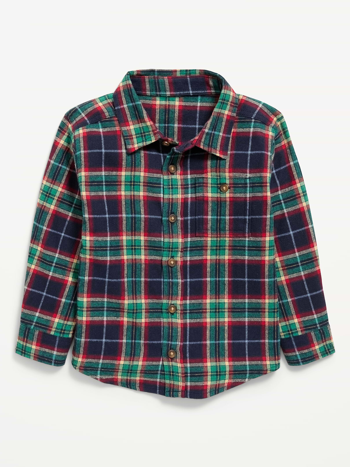 Long-Sleeve Plaid Flannel Shirt for Toddler Boys