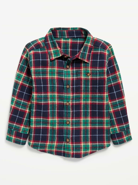 Long-Sleeve Plaid Flannel Shirt for Toddler Boys