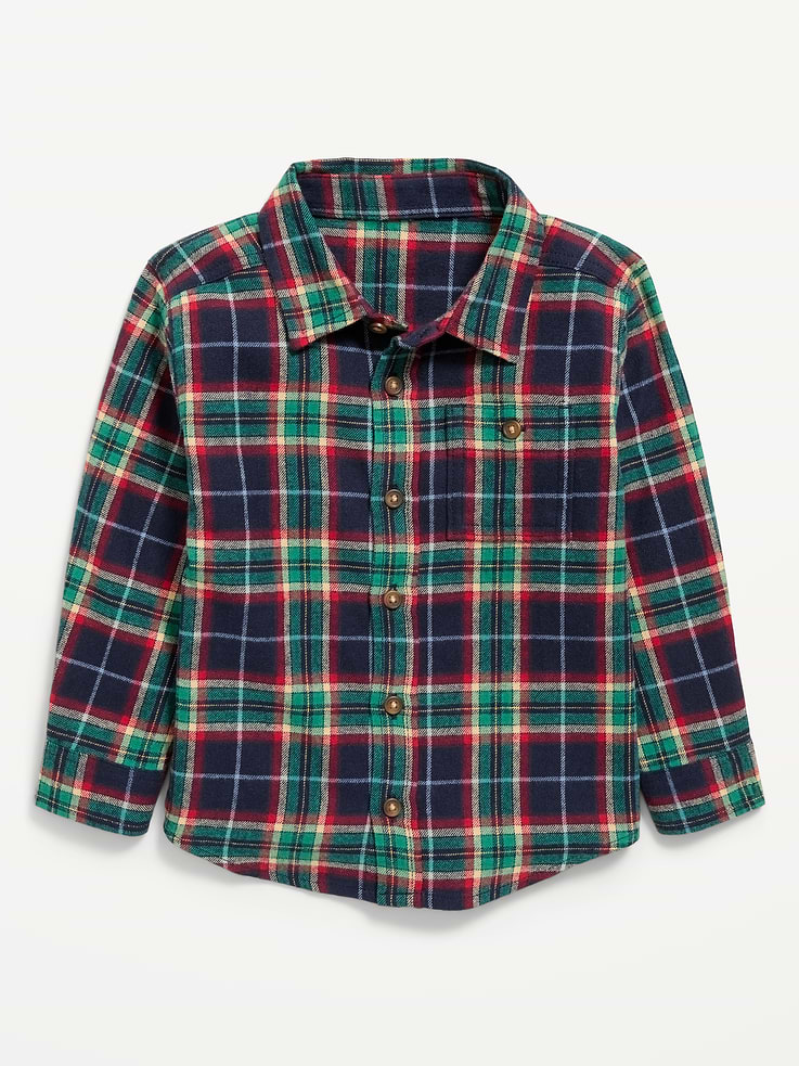 Image 1 of 1, spread collar, long sleeves, buttoned cuffs, buttoned patch pocket at chest, full length buttoned placket, all-over pattern, Product #1184344