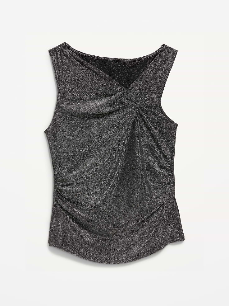 Image 5 of 5, Sleeveless Shimmer Twist-Front Top