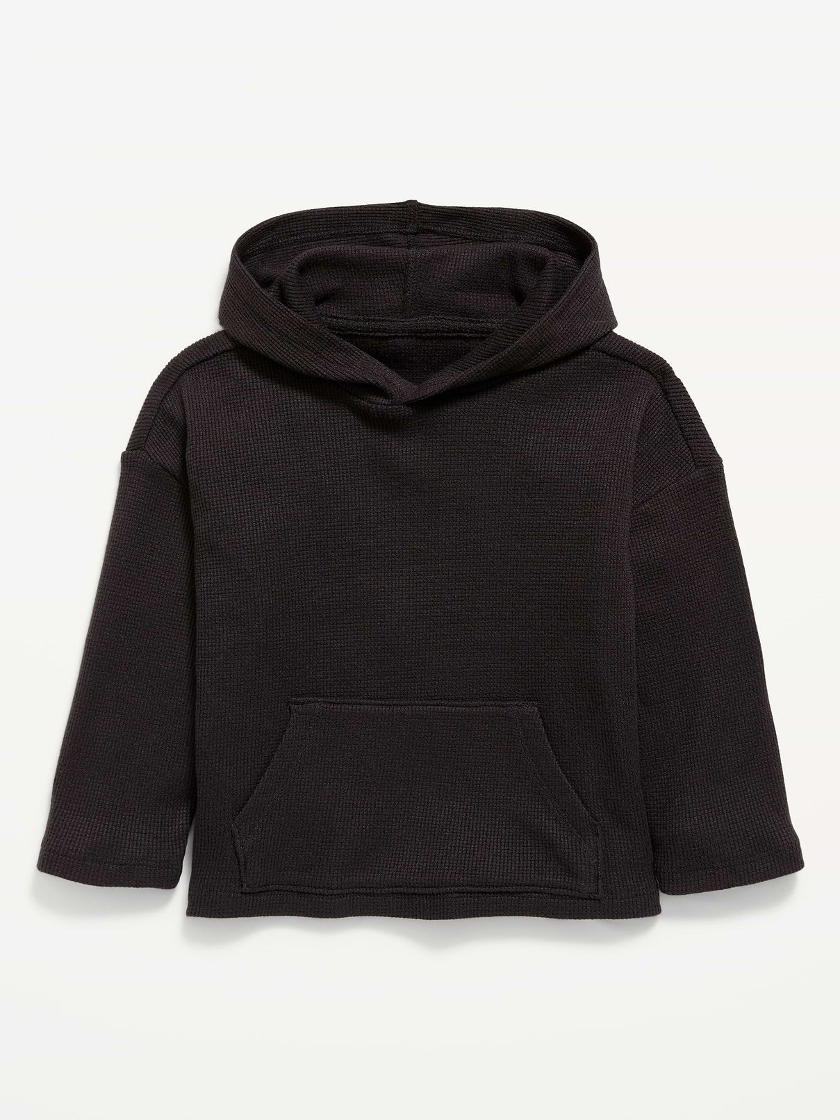 Oversized Waffle-Knit Pullover Hoodie for Toddler Boys