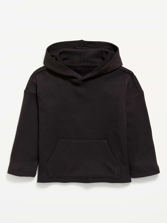 Oversized Waffle-Knit Pullover Hoodie for Toddler Boys