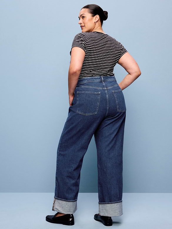 Extra High-Waisted Cuffed Wide-Leg Jeans