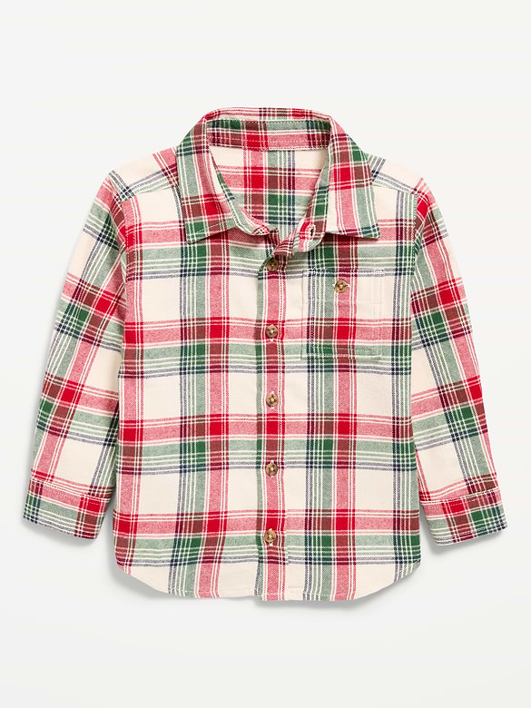 Long-Sleeve Plaid Flannel Shirt for Toddler Boys
