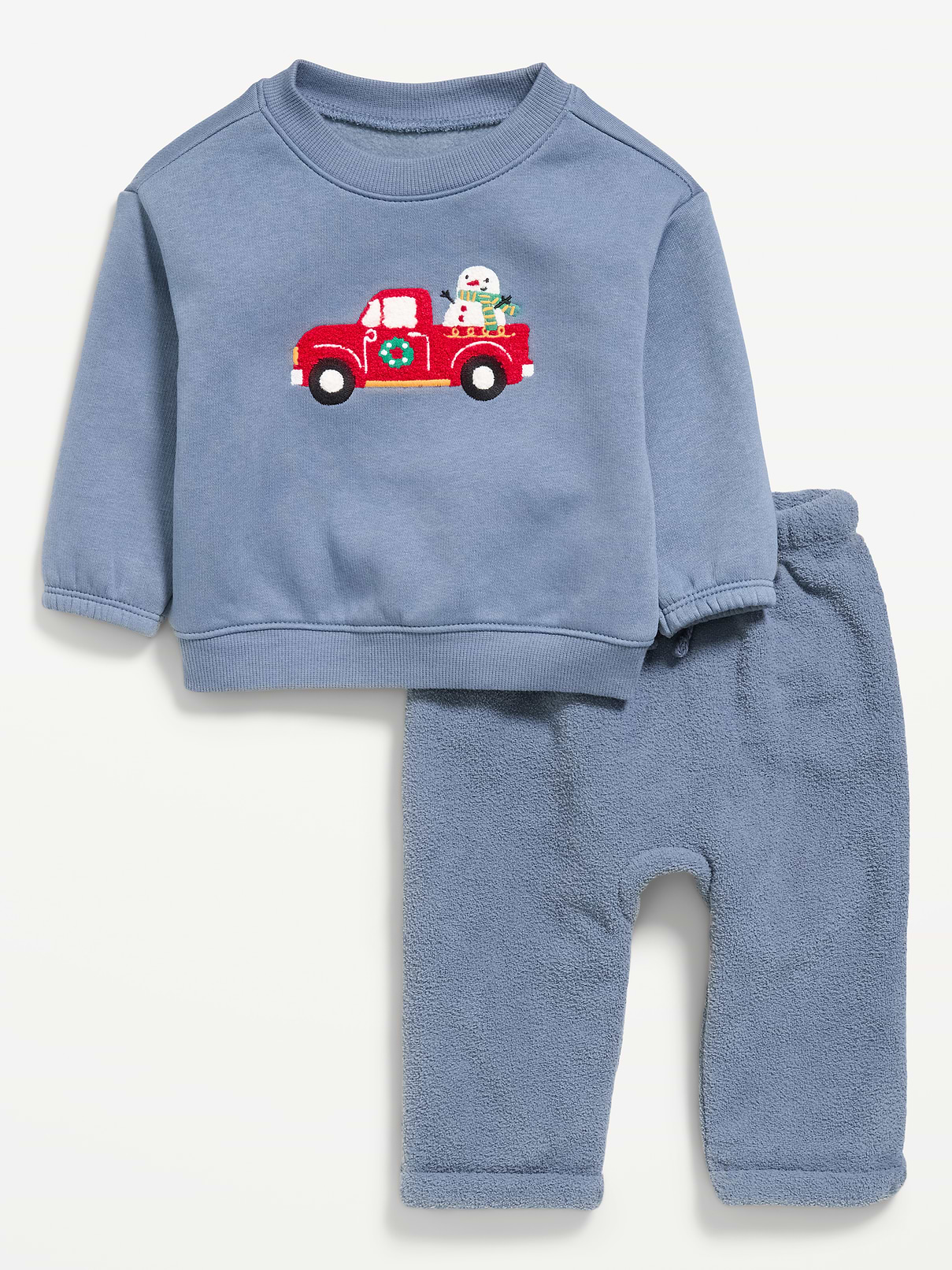 Image 1 of 2, crew neck, long sleeves, graphic at front, matching bottoms, elasticized waistband, functional drawstring, Product #908342