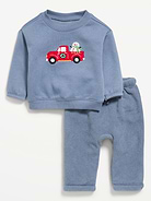 Image 1 of 2, crew neck, long sleeves, graphic at front, matching bottoms, elasticized waistband, functional drawstring, Product #908342