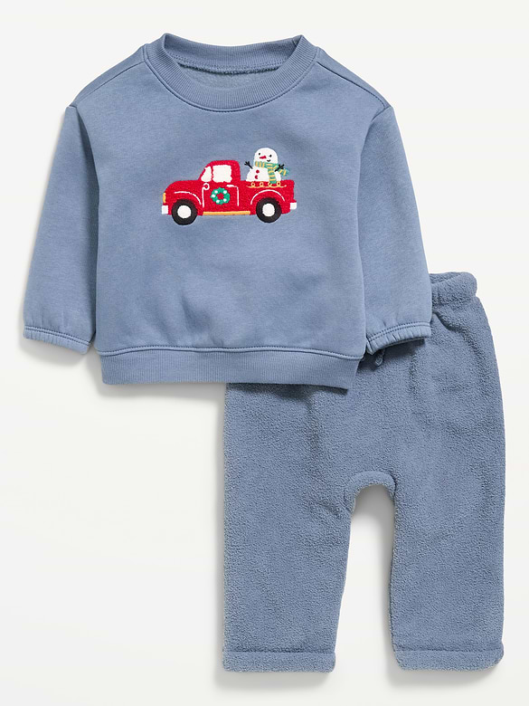 Cozy Graphic Sweatshirt and Pants Set for Baby