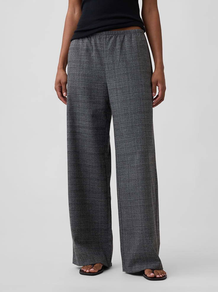 Image 2 of 7, Mid Rise Recycled Pull-On Wide-Leg Pants