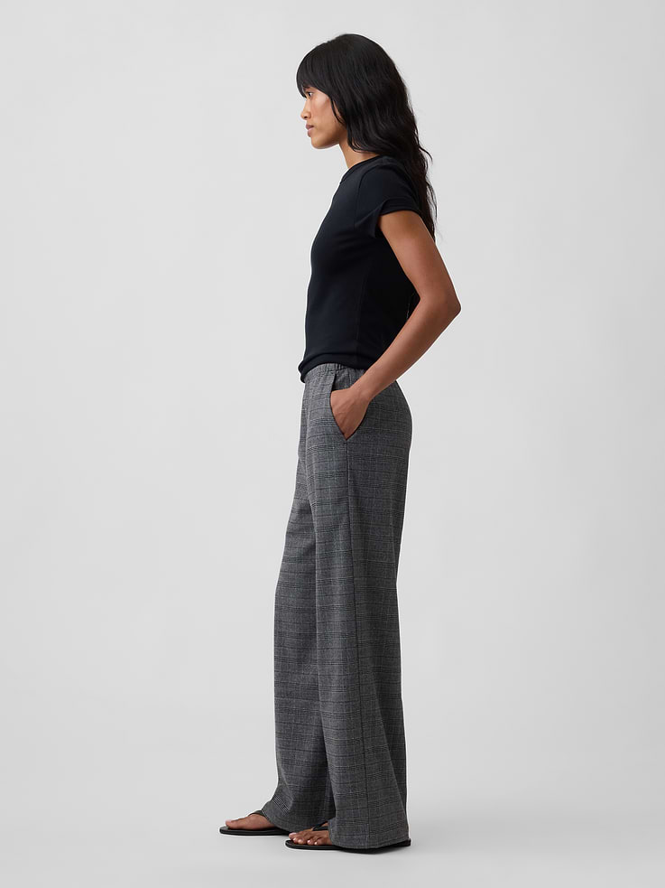 Image 3 of 7, Mid Rise Recycled Pull-On Wide-Leg Pants
