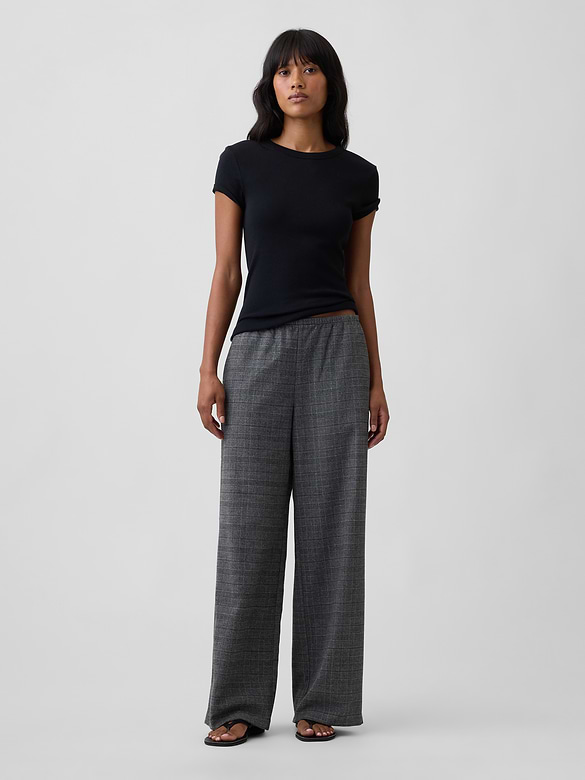 Mid Rise Recycled Pull-On Wide-Leg Pants