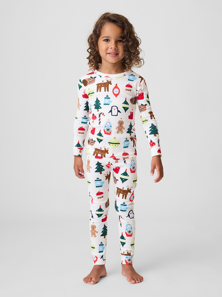 Image 1 of 4, Soft cotton knit., Long sleeves with banded cuffs., Crewneck., Elasticized waist., Banded cuffs., Allover print., Product #1182688
