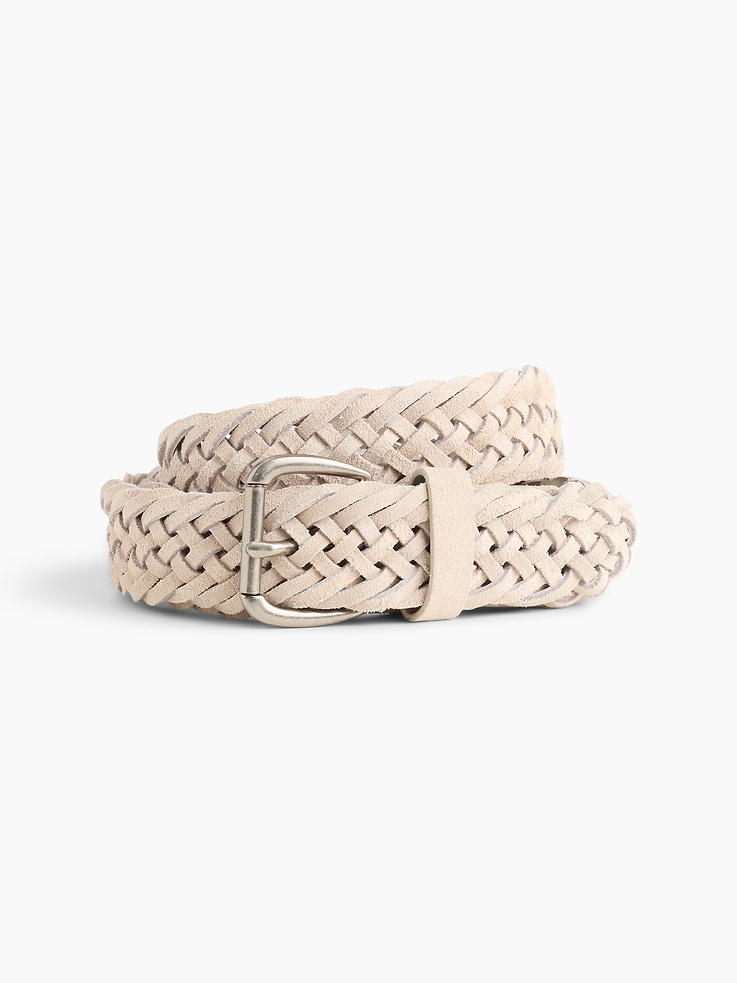 Image 1 of 4, Soft, authentic 100% suede leather belt., Metal buckle., Braided design., Product #912850