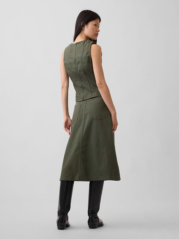 Twill Midi Skirt
