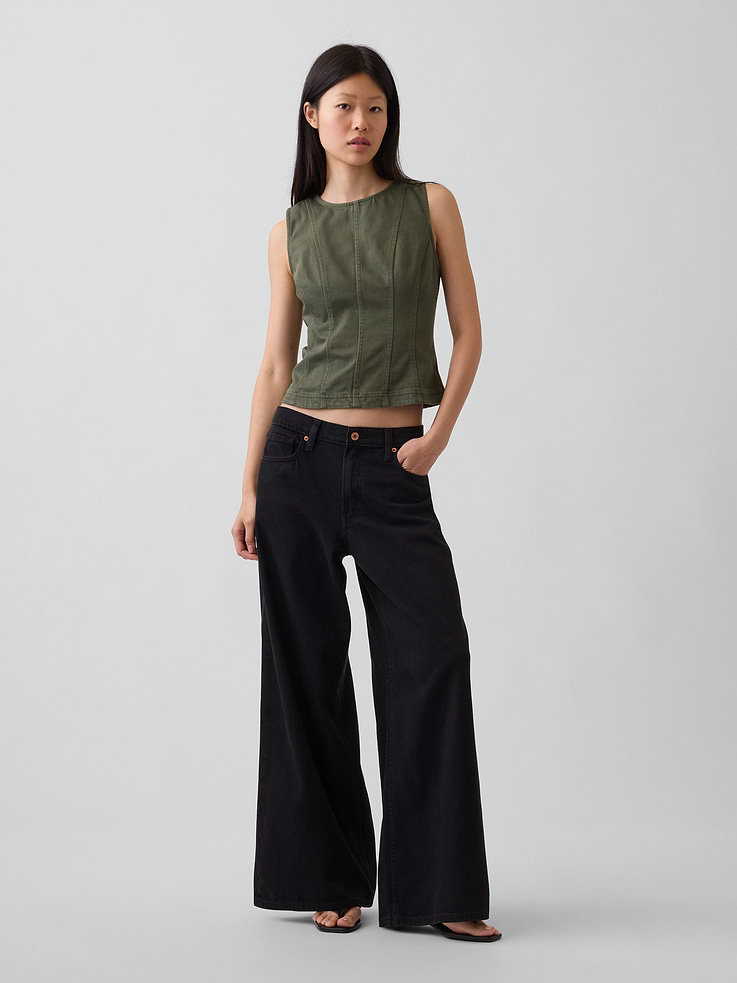 Image number 2 showing, Seamed Twill Crop Shell Top