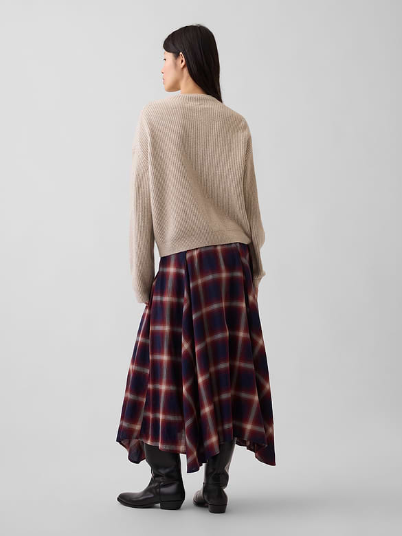 Plaid Maxi Handkerchief Skirt