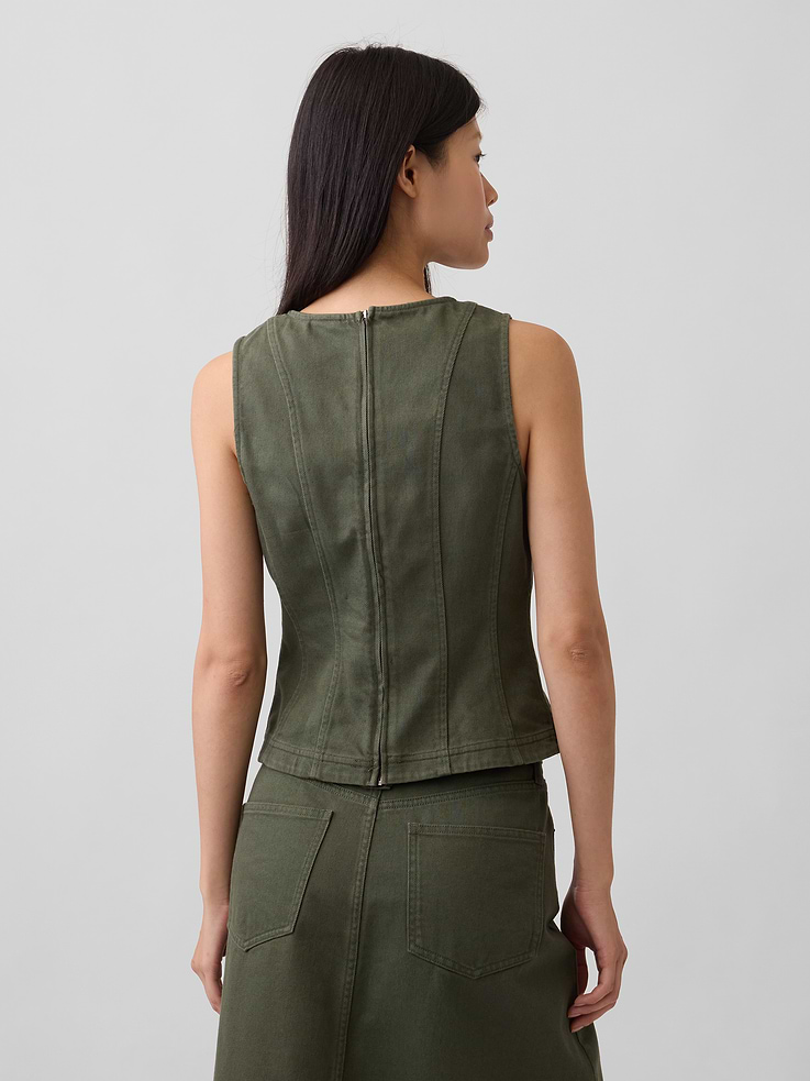 Image number 3 showing, Seamed Twill Crop Shell Top