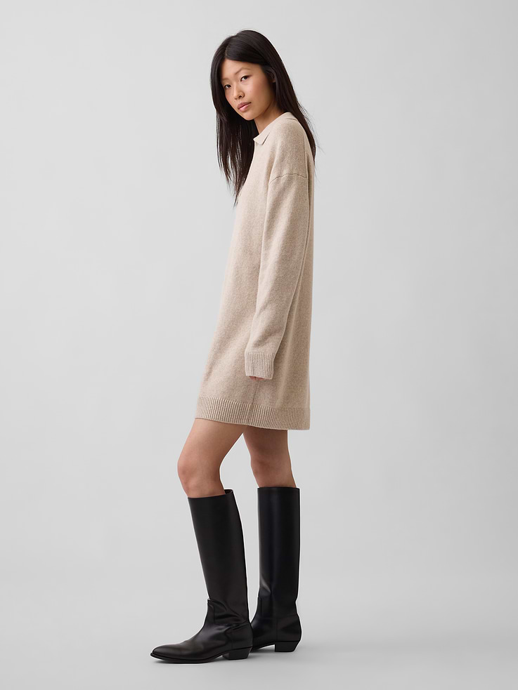 Image number 3 showing, CashSoft Oversized Polo Mini Sweater Dress