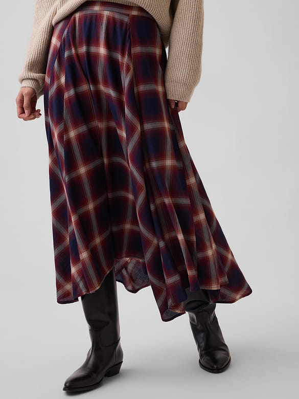 Plaid Maxi Handkerchief Skirt