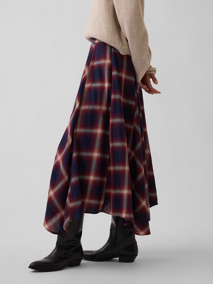 Image number 4 showing, Plaid Maxi Handkerchief Skirt