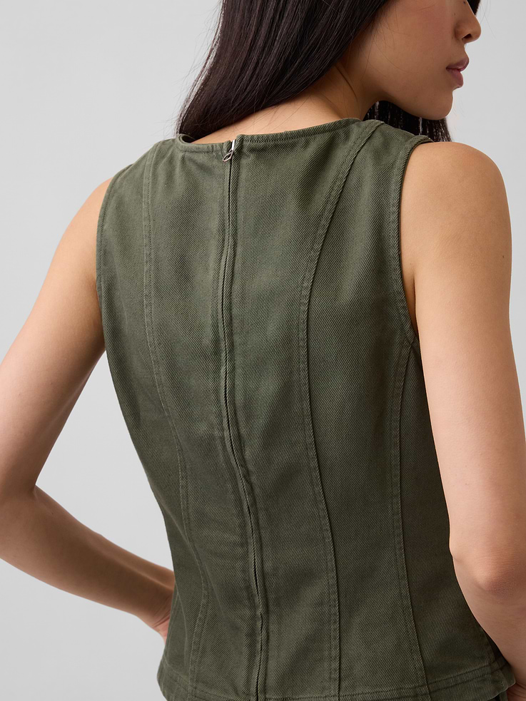 Image number 4 showing, Seamed Twill Crop Shell Top